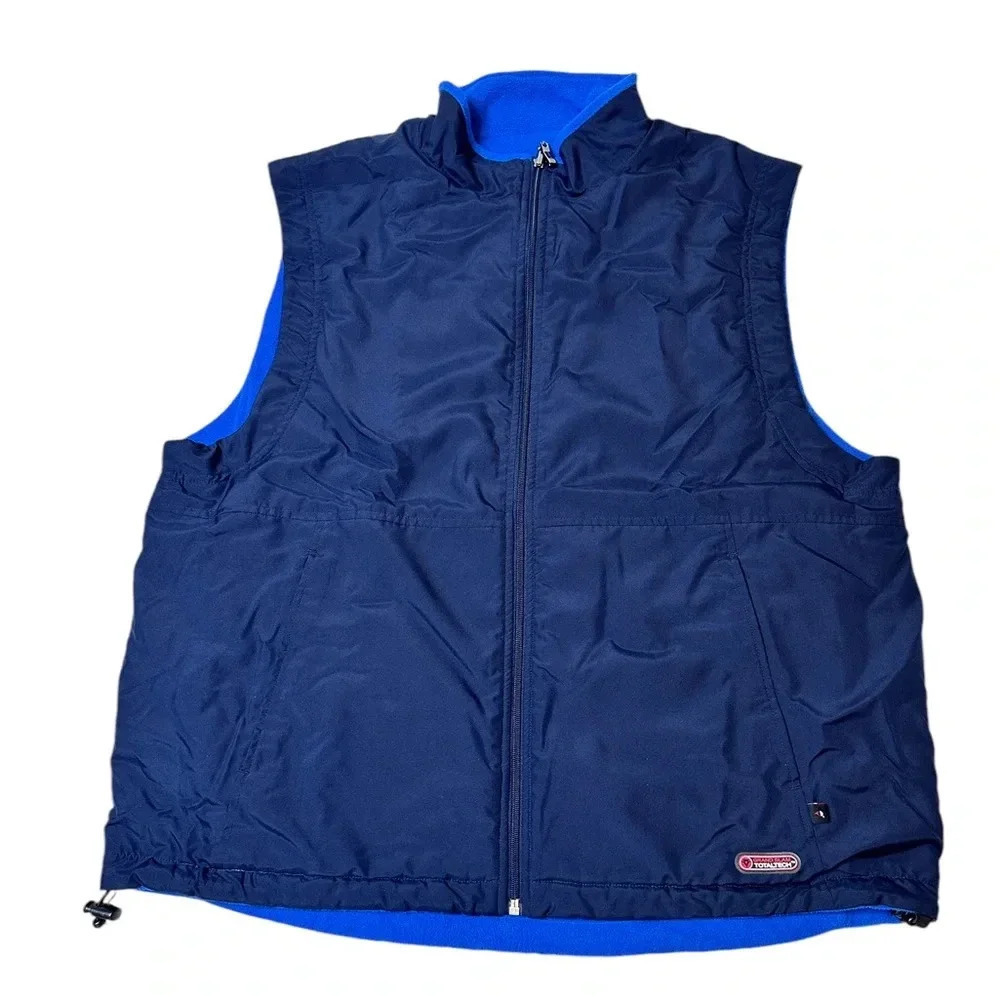 Grand Slam Total Tech Reversible Fleece Full Zip Blue Mens Golf Vest Size Large